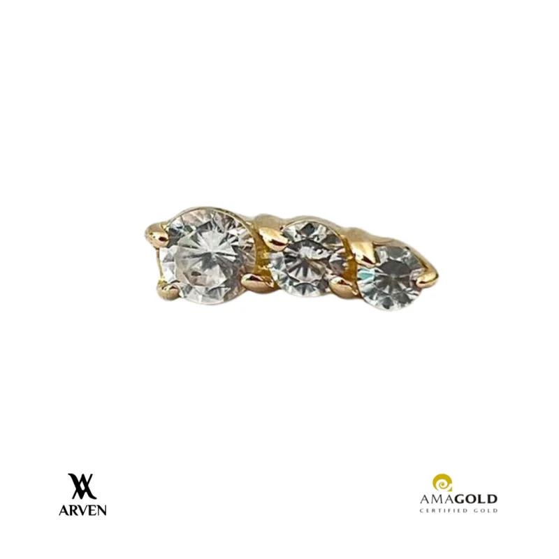 Cluster 3 pedras 18k Amarelo