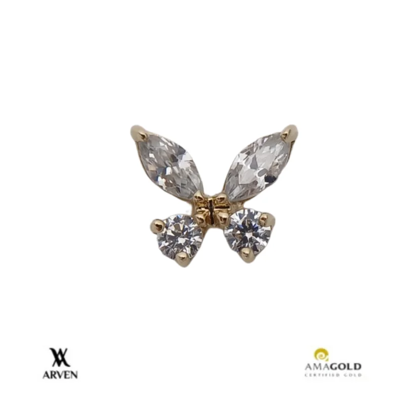 Borboleta Cravejada 18k Amarelo