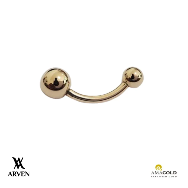 Piercing umbigo liso 1.6x10mm esf 6/4 18k Amarelo