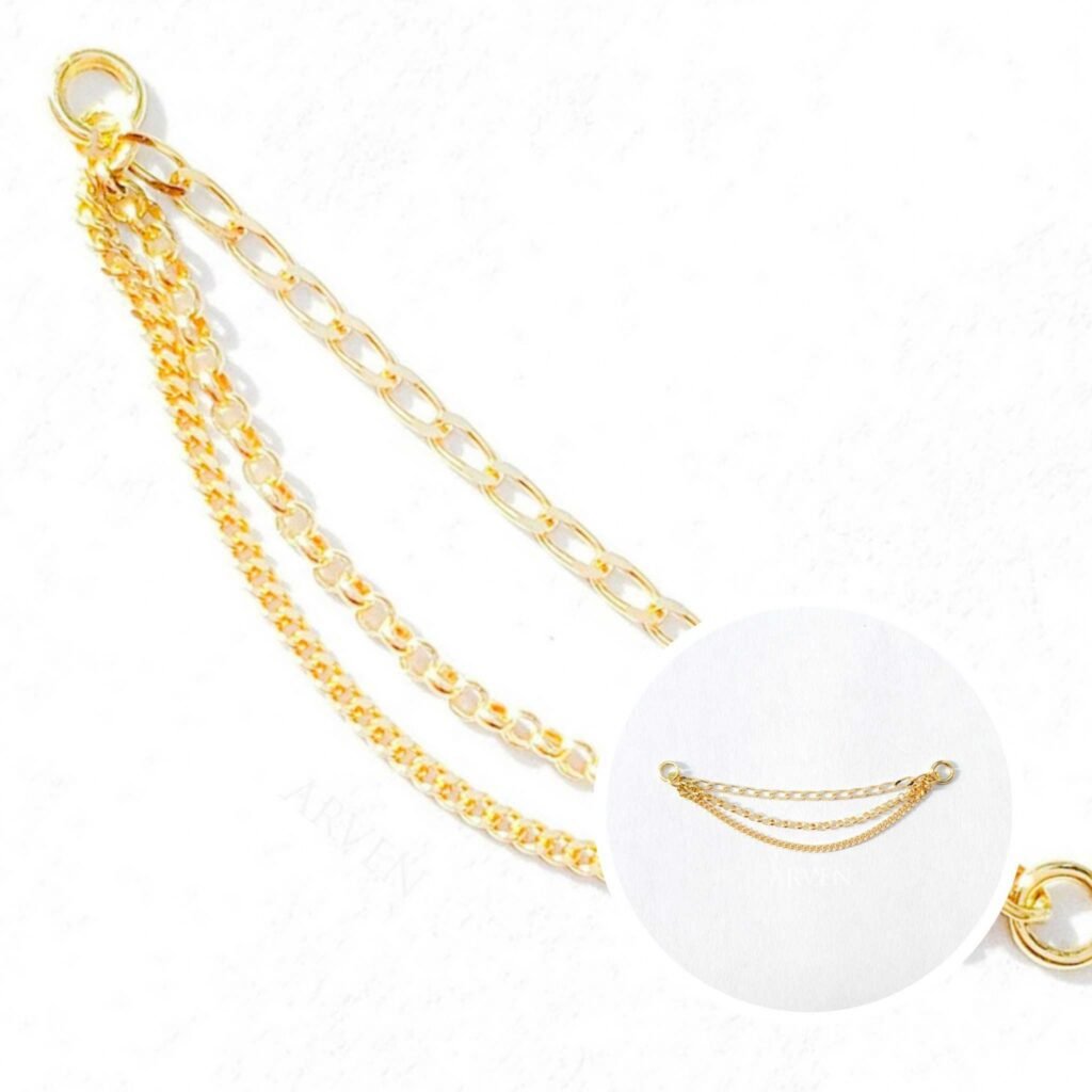 Trio de correntes 30mm 18k Amarelo