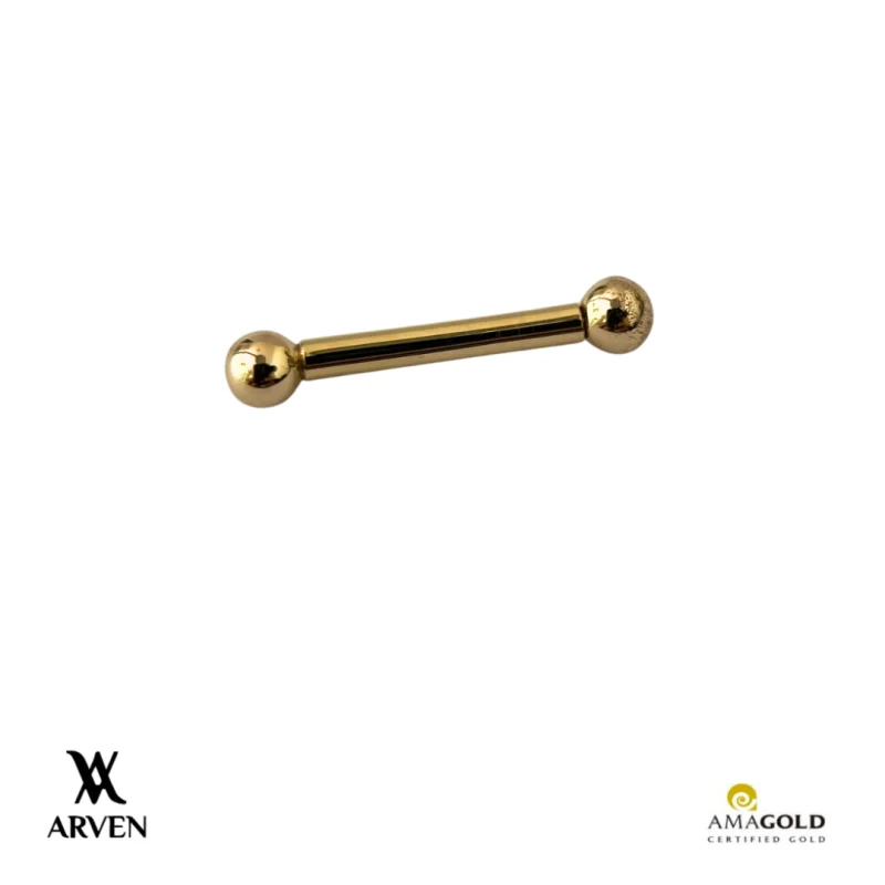 Barbell reto 1.2x8mm  esf 3mm 18k Amarelo