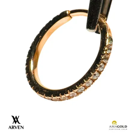Argola Cravejada 6mm 14k Amarelo