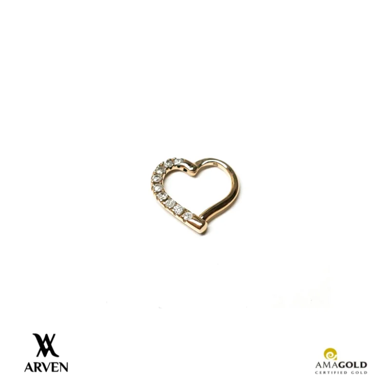 Coração Cravejado Clicker 18k Amarelo