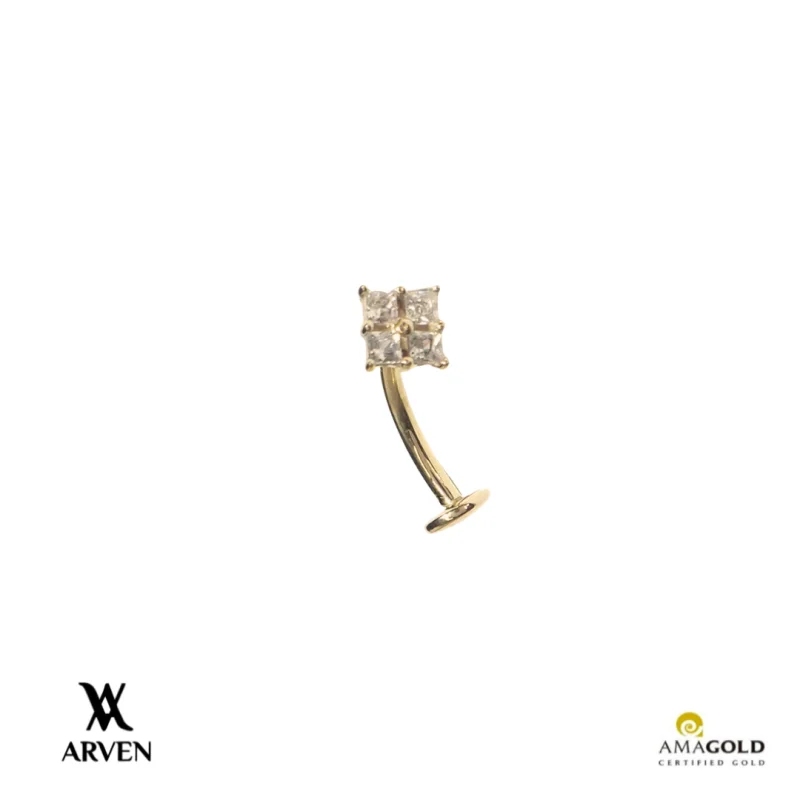 Umbigo Ice Stones 1.6x10mm (Floating) 14k Amarelo