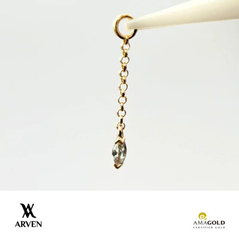 Pingente Corrente 10mm navete 1.5x3mm 18k Amarelo